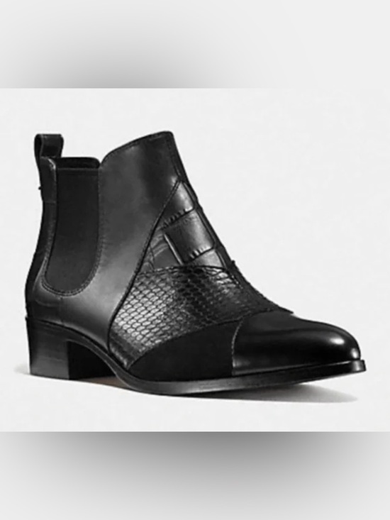 Coach Shoes - Coach Black Suffolk patchwork Leather Women's Ankle Boot with Textured Panel